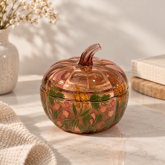 Floral Pumpkin Jar - Mauve