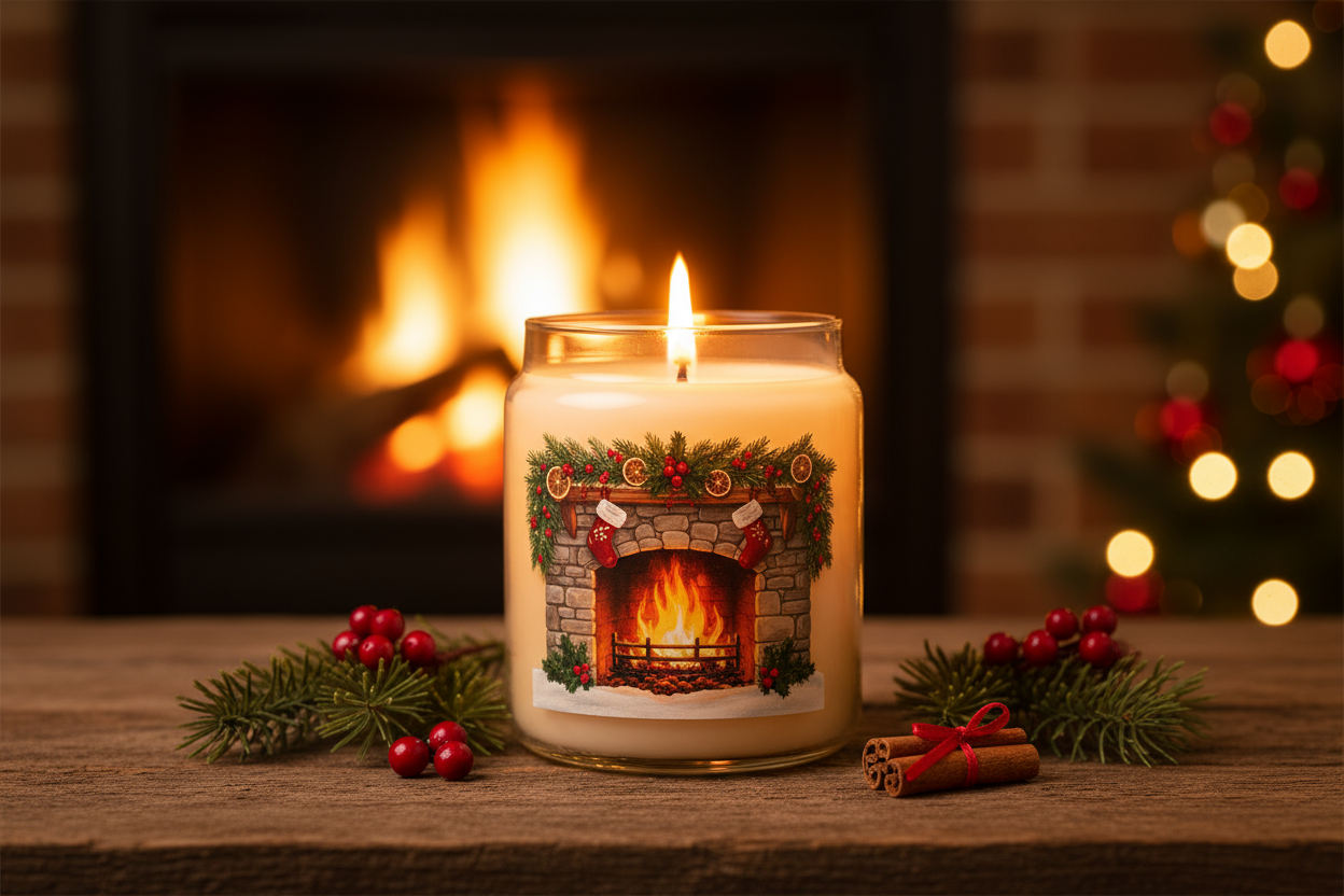 christmas hearth jar candle